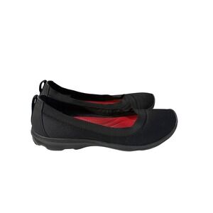 CROCS Black Slip-On Ballet Flats with Red Insole